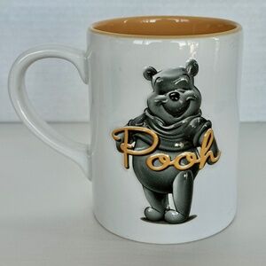 Disney Winnie the Pooh Mug 3D Raised Genuine Parks Merch Yellow inside 4.5" high